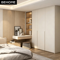 Armoire moderne sur mesure avec coiffeuse, mobilier de chambre à coucher avec étagère de rangement à éclairage LED pour villa, hôtel, appartement