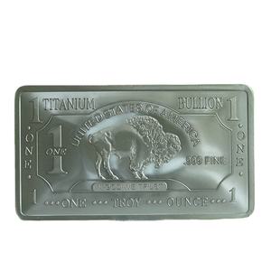 Titanium Custom 1 oz 999 Fijne Zuivere Titanium Bullion Buffalo Bar A129 - Product Image 2