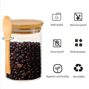 Kín lọ thủy tinh có nắp đậy thìa cho thực phẩm lưu trữ kẹo Cookies cà phê đậu đồ ăn nhẹ gia vị Bìa gia vị <span class=keywords><strong>container</strong></span> phong cách - Product Image 6