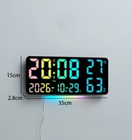 Horloges murales LED RGB intelligentes, horloge murale numérique, horloges à grand écran pour la maison