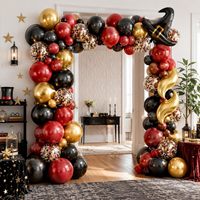 Ballons personnalisés noirs et bordeaux avec chapeau DIY et ballon en feuille d'aluminium doré en forme de S pour décorations de fête d'anniversaire garçon ou fille