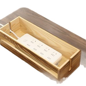 Wooden Cable Organizer <b>Box</b> Rectangle Desktop Storage For <b>Router</b> Data Headphone Cables Eco Friendly Office Organizer - Product Image 1