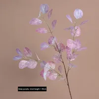 Vente en gros d'usine de feuilles d'eucalyptus artificielles aux couleurs d'automne pour la décoration de la maison, les mariages, les fêtes et les arrangements floraux