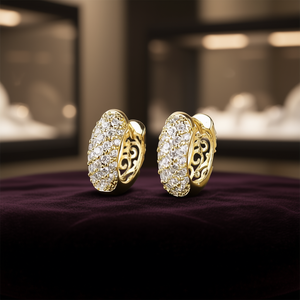 Elegantes pendientes de diamantes de oro macizo de 18 quilates, corte brillante redondo, color G, diamantes naturales, joyería clásica de boda para mujer - Product Image 2