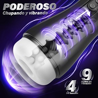 Masturbador Masculino Automático con 9 Modos de Vibración y Succión, Bomba para Pene, Juguetes para Adultos con Pantalla LED, Manos Libres con Textura 3D