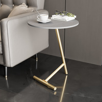 Mesa Auxiliar Redonda de Hierro Moderna y de Lujo, Mini Mesa de Centro con Almacenamiento para Sala de Estar, Dormitorio, Sofá, Mesita de Noche