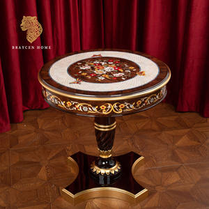 โต๊ะกาแฟทรงกลมขนาดใหญ่โต๊ะไม้มะฮอกกานีหรูหราคลาสสิกโต๊ะข้างสำหรับห้องนั่งเล่นวิลล่า - Product Image 6