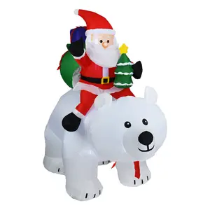 Hot Sale Outdoor Riesen aufblasbare Eisbär Weihnachts dekoration Weihnachts mann Reiten auf Eisbär Hof Dekor