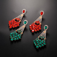 Vente chaude Vintage Cristal Dangle Boucles D'oreilles Exagéré Long Zircon Boucles D'oreilles Brillant Rouge Cristal Boucles D'oreilles De Mariée pour Le Mariage