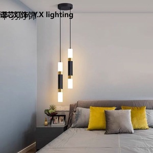 โคมไฟแขวน LED สองหัวอะคริลิคสีดำสำหรับห้องนอนห้องนั่งเล่นตกแต่งบ้าน - Product Image 4