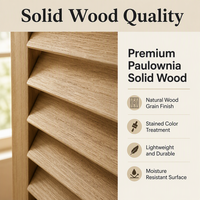 Volet persienne encastré sur mesure en bois massif de Paulownia 63 mm, couleur teintée, avec tige de réglage, pour fenêtre de salle à manger, par l'usine Huasheng