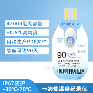 TempU02 <b>Temperature</b> Data <b>Logger</b> 90 Days PDF USB Interface For Cold Chain Transportation - Product Image 4