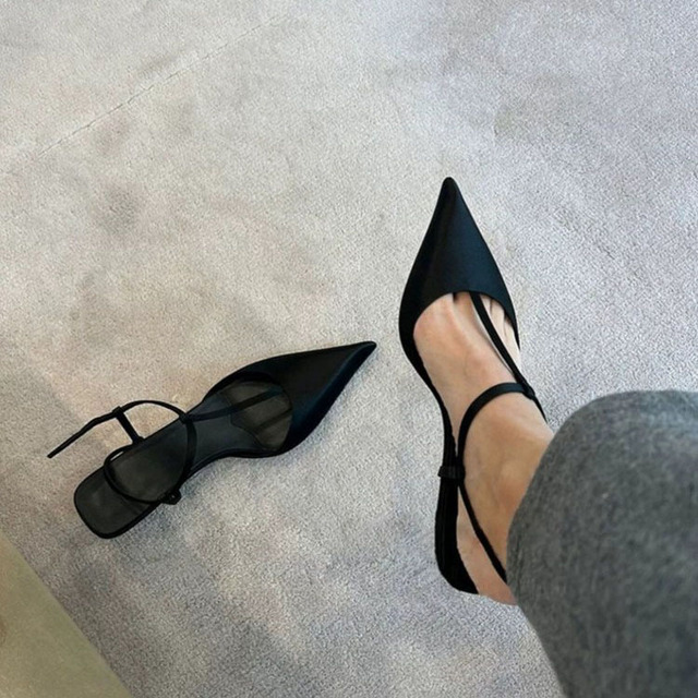 Sexy Suede Heel Shoes Women Pointed Toe Strap Sandals Shoes