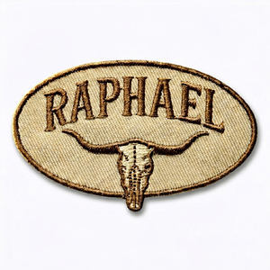 Raphael Embroidered Bull Skull <b>Patch</b> <b>Sew</b>-<b>On</b> Irregular Iron Applique Nonwoven Felt Eco-Friendly Badge for Cloth - Product Image 1