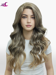 <span class=keywords><strong>Parrucca</strong></span> Ombre Lusso Marrone Cenere a Biondo Caramello con Onde Sciolte e Radice Naturale per <span class=keywords><strong>Donna</strong></span>, Parrucche Sintetiche in Pizzo alla Moda - Product Image 2