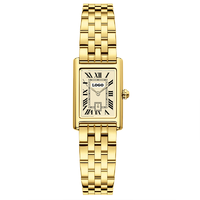 Jam Tangan Wanita ODM OEM Logo Kustom Elegan Dial Persegi Analog Quartz Sederhana Kristal Tali Kulit Arloji Casing Aloi