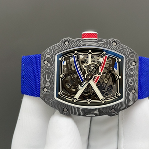 Reloj de Lujo para Hombre, Rojo y Blanco, de Cuarzo TPT, Automático, Mecánico, Extra Plano, Esqueleto, Tonneau, Correa Elástica de <span class=keywords><strong>Zafiro</strong></span>, Deportivo - Product Image 2