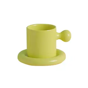 Nordic Candy Egg Handle Ceramic Cup Creative Exquisite Coffee Cup Plate Set Company Employee Gift