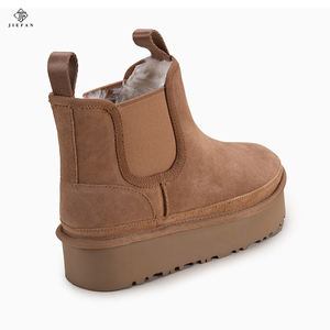 Botte Chelsea doublure en laine de haute qualité vente directe d'usine en gros femmes hiver court Animal fourrure amorti Chelsea botte de neige - Product Image 6