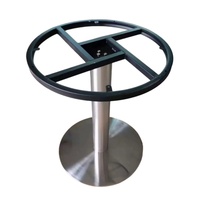 Pied de table rond robuste en acier inoxydable chromé argenté, style moderne, pour café, bistrot et restaurant