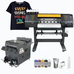 60cm XP600 double heads dtf printer with white ink recycle system with hot melt powder shaker all in one for t-shirt printing