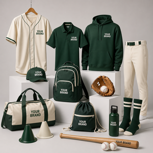 Conjunto de artículos de béisbol con logotipo personalizado: camisetas, gorras, guantes, bate, botella de agua, mochila para eventos deportivos y promoción de equipos - Product Image 1