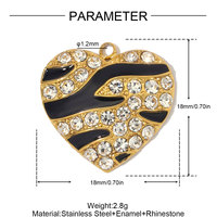 Nouveau Pendentif Cœur Léopard en Acier Inoxydable Personnalisable Orné de Diamants 2026 pour Fabrication de Bijoux Colliers Accessoires Vente en Gros