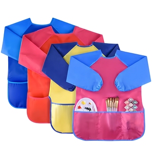 Delantal de Pintura de Nailon Impermeable de Manga Larga para Niños |   Bata de Arte Reversible de 3 Bolsillos |   Para el clase de arte del jardín de infantes y las comidas diarias - Product Image 1