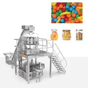 Automatic Multi-Function Gummy Candy Cups Filling Beans Snack Filling Zipper Pouch Premade Bag Doypack Packing Machine