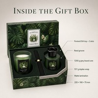 Coffret Cadeau de Bougies Parfumées Personnalisées avec Bouteille de Diffuseur à Bâtonnets, Pot à Bougie en Verre Dépoli avec Couvercle, Emballage en Gros OEM