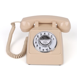 Teléfono <span class=keywords><strong>Fijo</strong></span> Retro Cuadrado Beige con Cable, Teléfono de Escritorio Analógico PSTN con Dial Giratorio Mecánico - Product Image 2