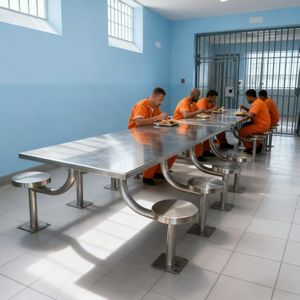 Customizable Modern Stainless Steel Dining <strong>Table</strong> for Restaurant Outdoor Prison <strong>Canteens</strong> &amp; Detention Centers 8-Seater - Product Image 1