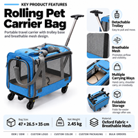 Sac de transport pour chat et chien en tissu Oxford avec maille respirante, rideau enroulable et roues multidirectionnelles 360° – Sac de voyage pour chat pour femme