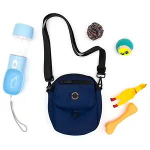 狗步行袋治疗袋，用于狗训练多个斜挎口袋和粪便废物袋分配器，可调节3种佩戴方式