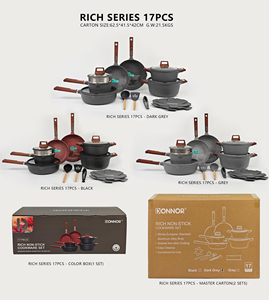 Ensemble de <span class=keywords><strong>cuisine</strong></span> haut de gamme forgé 17 pièces, comprenant une cuiseuse vapeur 18 cm, des poêles à frire 24/28 cm, une poêle profonde 28 cm, esthétique granit, kit d'amélioration de salle sur mesure - Product Image 3