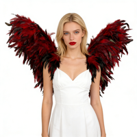 Ailes d'ange de luxe faites à la main en plumes de poulet rouges pour costume de carnaval, spectacle de danse Samba, spectacle sur scène, cosplay, tenue de festival