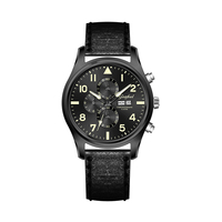 Montre à quartz pour hommes avec grand cadran, chronographe Miyota OS00, bracelet en cuir véritable, étanche 50M, montre-bracelet d'affaires en acier inoxydable