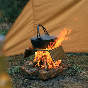 Support de cuisson portable en acier inoxydable Hm Outdoor avec déflecteur de vent pour foyer de camping, pot de cuisson et support de poêle grill - Product Image 1