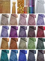 Tissu en velours extensible 100% polyester, paillettes irisées, tissu brodé imperméable, tricot scintillant irisé