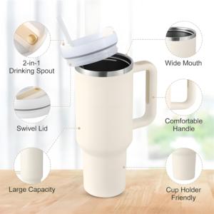 20 unidades de vasos térmicos de acero inoxidable de 40 oz con grabado láser personalizado, con tapa y pajita, desde almacén de EE. UU. - Product Image 6