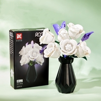 Ensemble de construction de fleurs 255 pièces, bouquet floral gothique avec blocs de construction en forme de rose et vase, jouets en briques, cadeau pour Noël et anniversaire
