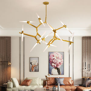 Candelabro grande de lujo para Hotel, moderno recibidor de ESCALERAS DE HIERRO dorado y acrílico de 36 cabezales, para Europa - Product Image 4