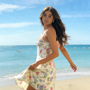 Vestido Camisero con Estampado Floral Francés para Mujer, Estilo Veraniego para Vacaciones en la Isla, Corte Ajustado, Favorecedor de la Figura, Atuendo Casual y Sexy - Product Image 3