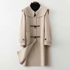 Trendy winter ladies solid color long jackets casual plus size midi cardigans buttons suit Fashion Wool Blazer Coats for