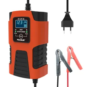 Foxsu便携式电池充电器电源组6v 12v智能汽车铅酸电池充电器