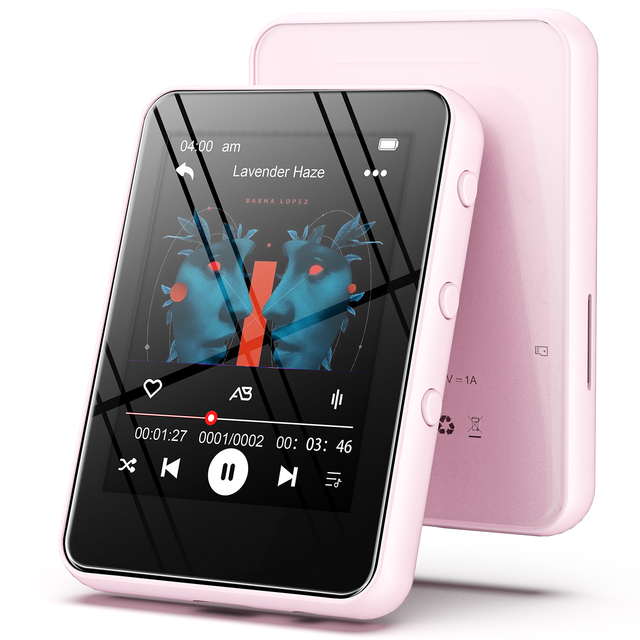 2.4 Inch Full TFT Touch Screen MP3 Player for 5.3 Pink Portable Built-in Speaker Type-C Port Video & E-Book Factory OEM