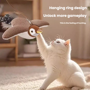 Giocattolo Elettrico per Gatti a Forma di Uccello con Ali Automatiche e Suono Realistico, in Poliestere per Esercizio e Gioco Indoor - Product Image 1