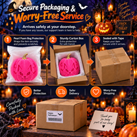 Beflocktes LED-Halloween-Kürbislicht mit Katzengesicht-Design, Batteriebetrieben, für Innen- und Außendekoration, OEM ODM Anpassbar