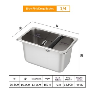 Caja de desecho de acero inoxidable para espresso, resistente, con barra de golpeo y protector contra salpicaduras, para desechos de café molido. - Product Image 6