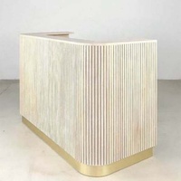 Kisen – mobilier de salon de beauté de haute qualité, comptoir moderne couleur chair beige, table de réception en bois à vendre